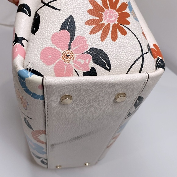 Kate Spade Avenue Floral Garden Medium Satchel- Cream, Black, and Multicolor - Picture 8 of 14